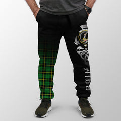 Wallace Hunting - Green Tartan Crest Jogger Sweatpants - Alba Celtic Style