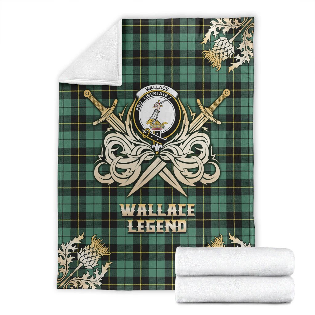 Wallace Hunting Ancient Tartan Gold Courage Symbol Blanket