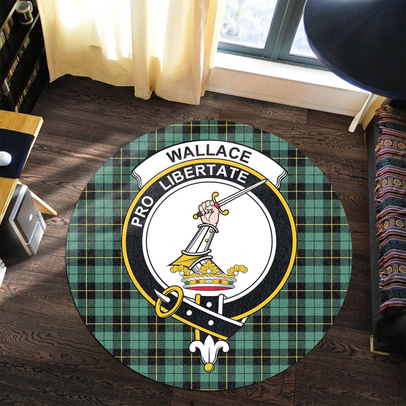 Wallace Hunting Ancient Tartan Crest Round Rug
