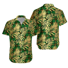 Wallace Hunting Green Tartan Vintage Leaves Hawaiian Shirt