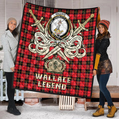 Wallace Hunting Red Tartan Crest Legend Gold Royal Premium Quilt