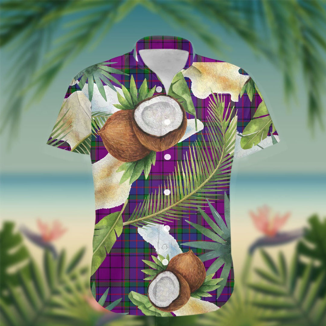 Wardlaw Tartan Hawaiian Shirt Hibiscus, Coconut, Parrot, Pineapple - Tropical Garden Shirt
