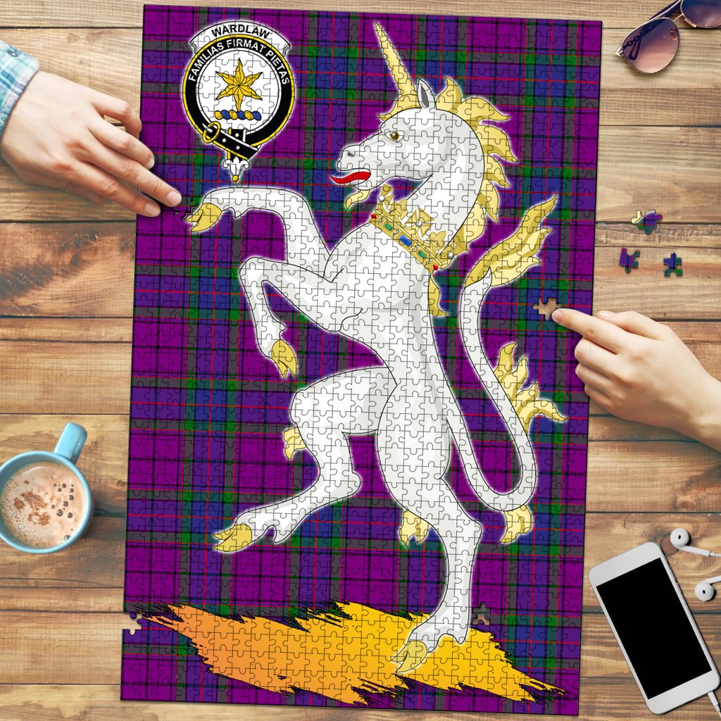Wardlaw Modern Tartan Crest Unicorn Scotland Jigsaw Puzzles