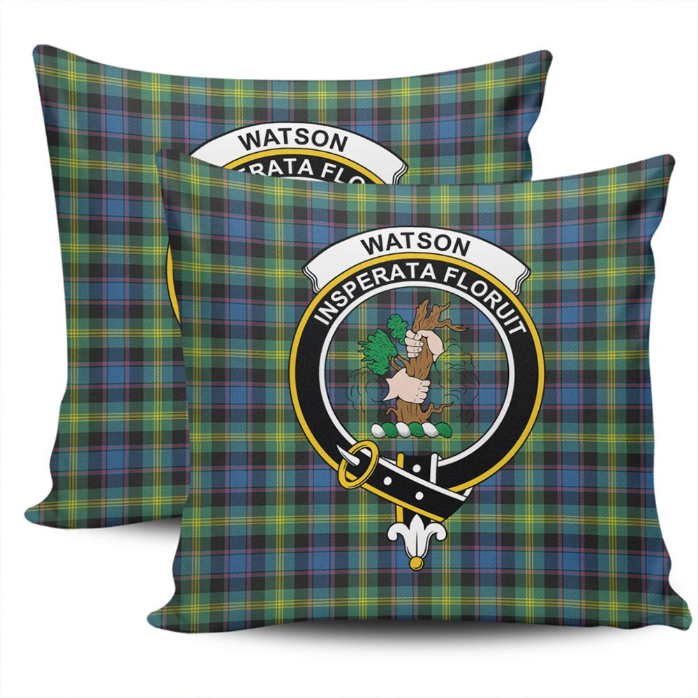 Scottish Watson Ancient Tartan Crest Pillow Cover - Tartan Cushion Cover