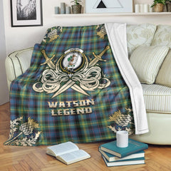 Watson Ancient Tartan Gold Courage Symbol Blanket