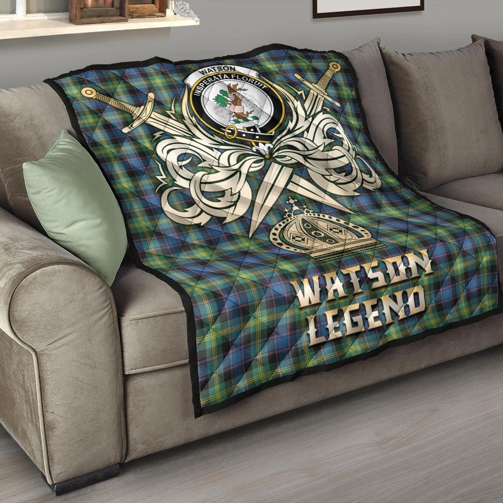 Watson Ancient Tartan Crest Legend Gold Royal Premium Quilt