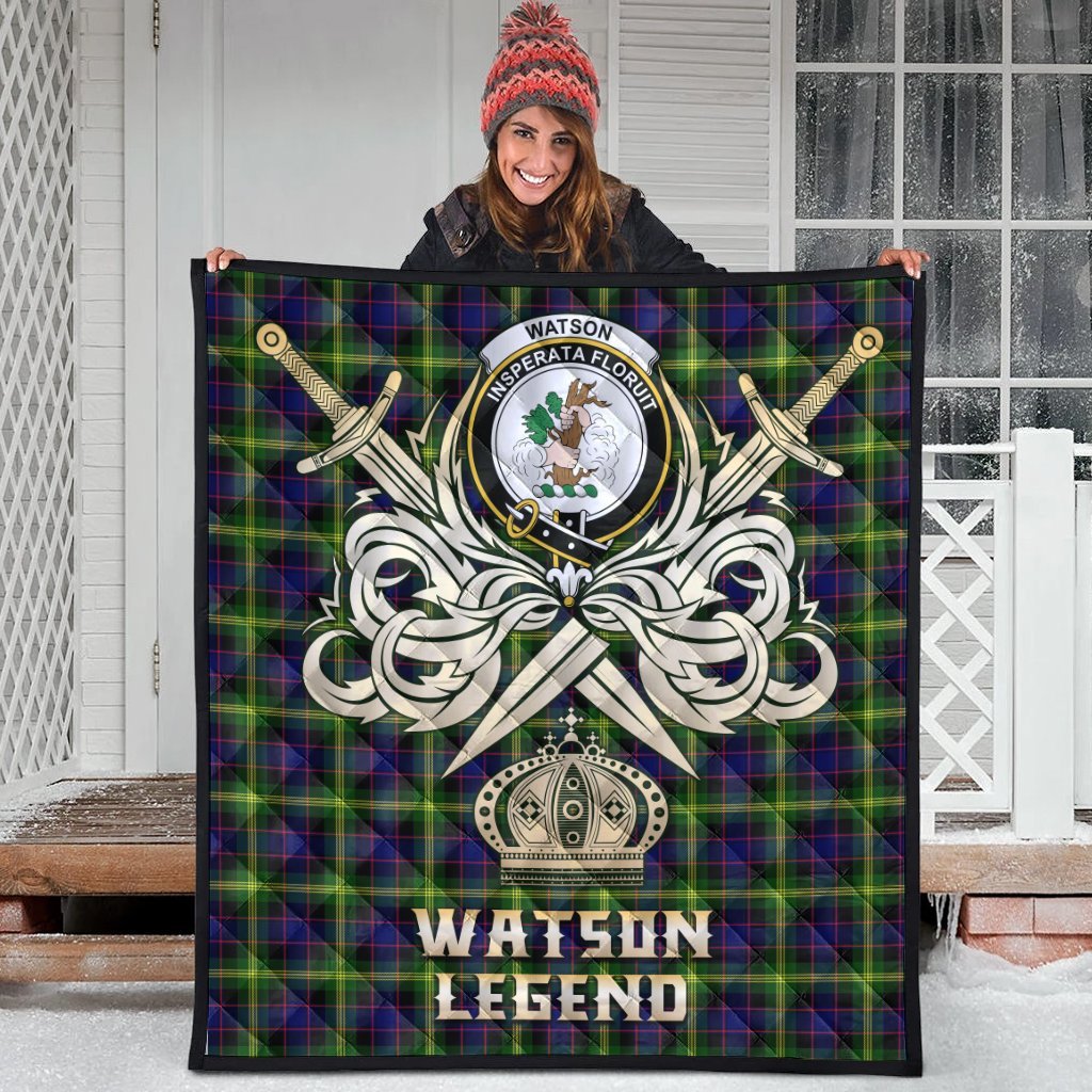 Watson Modern Tartan Crest Legend Gold Royal Premium Quilt