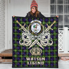 Watson Modern Tartan Crest Legend Gold Royal Premium Quilt