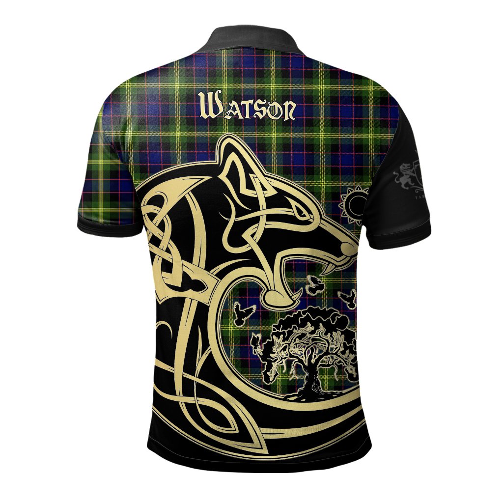 Watson Modern Tartan Polo Shirt Viking Wolf