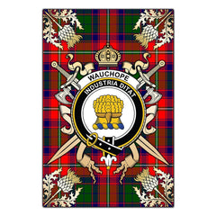 Wauchope Tartan Crest Black Garden Flag - Gold Thistle Style