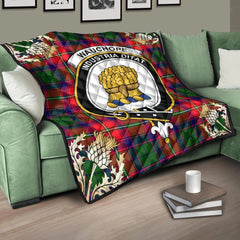 Wauchope Tartan Crest Premium Quilt - Gold Thistle Style