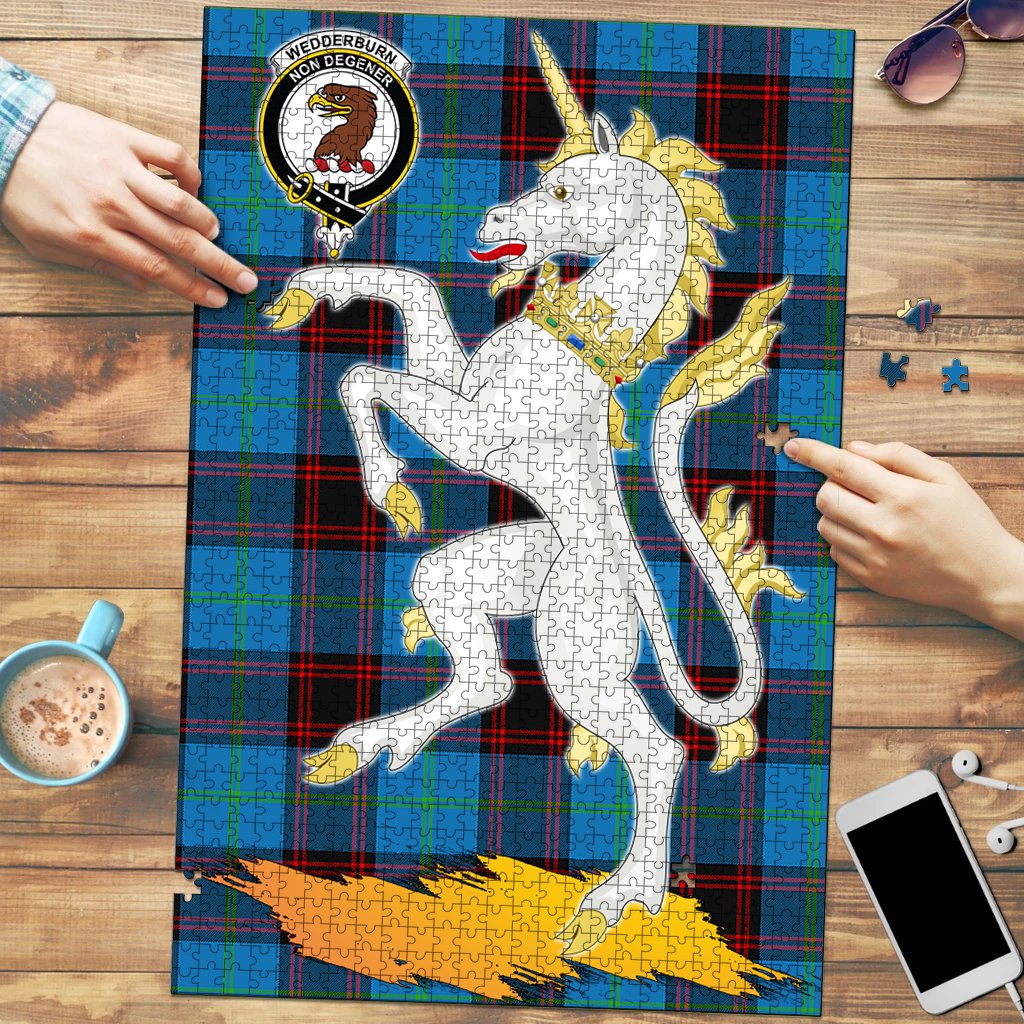 Wedderburn Tartan Crest Unicorn Scotland Jigsaw Puzzles