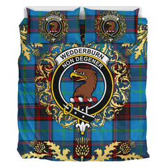 Wedderburn Tartan Crest Bedding Set - Golden Thistle Style