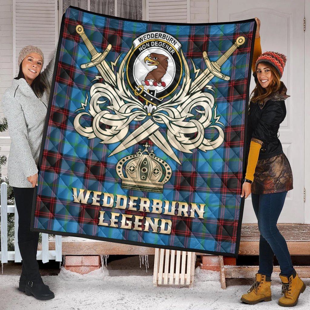 Wedderburn Tartan Crest Legend Gold Royal Premium Quilt