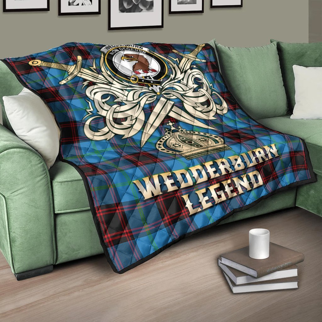 Wedderburn Tartan Crest Legend Gold Royal Premium Quilt