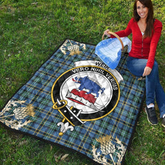 Weir Ancient Tartan Crest Premium Quilt - Gold Thistle Style