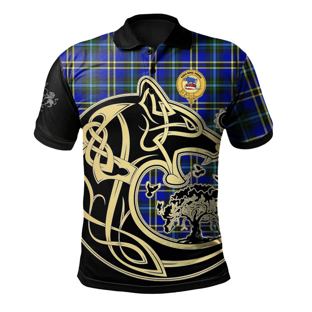 Weir Modern Tartan Polo Shirt Viking Wolf