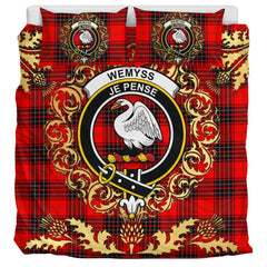 Wemyss Modern Tartan Crest Bedding Set - Golden Thistle Style