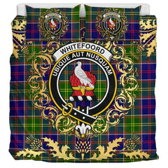 Whitefoord modern Tartan Crest Bedding Set - Golden Thistle Style