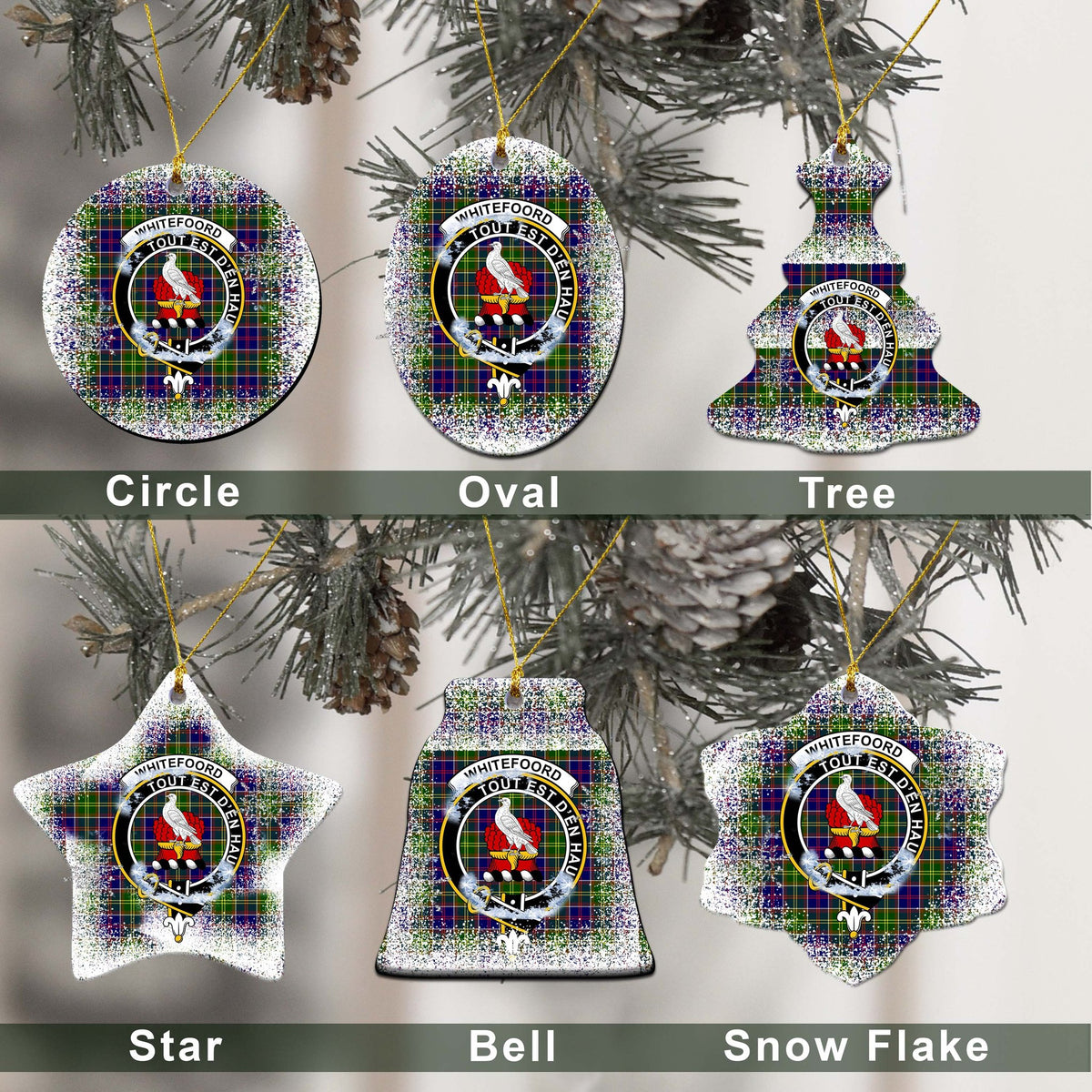 Whiteford Tartan Christmas Ceramic Ornament - Snow Style