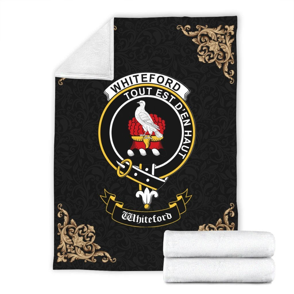Whiteford Crest Tartan Premium Blanket Black