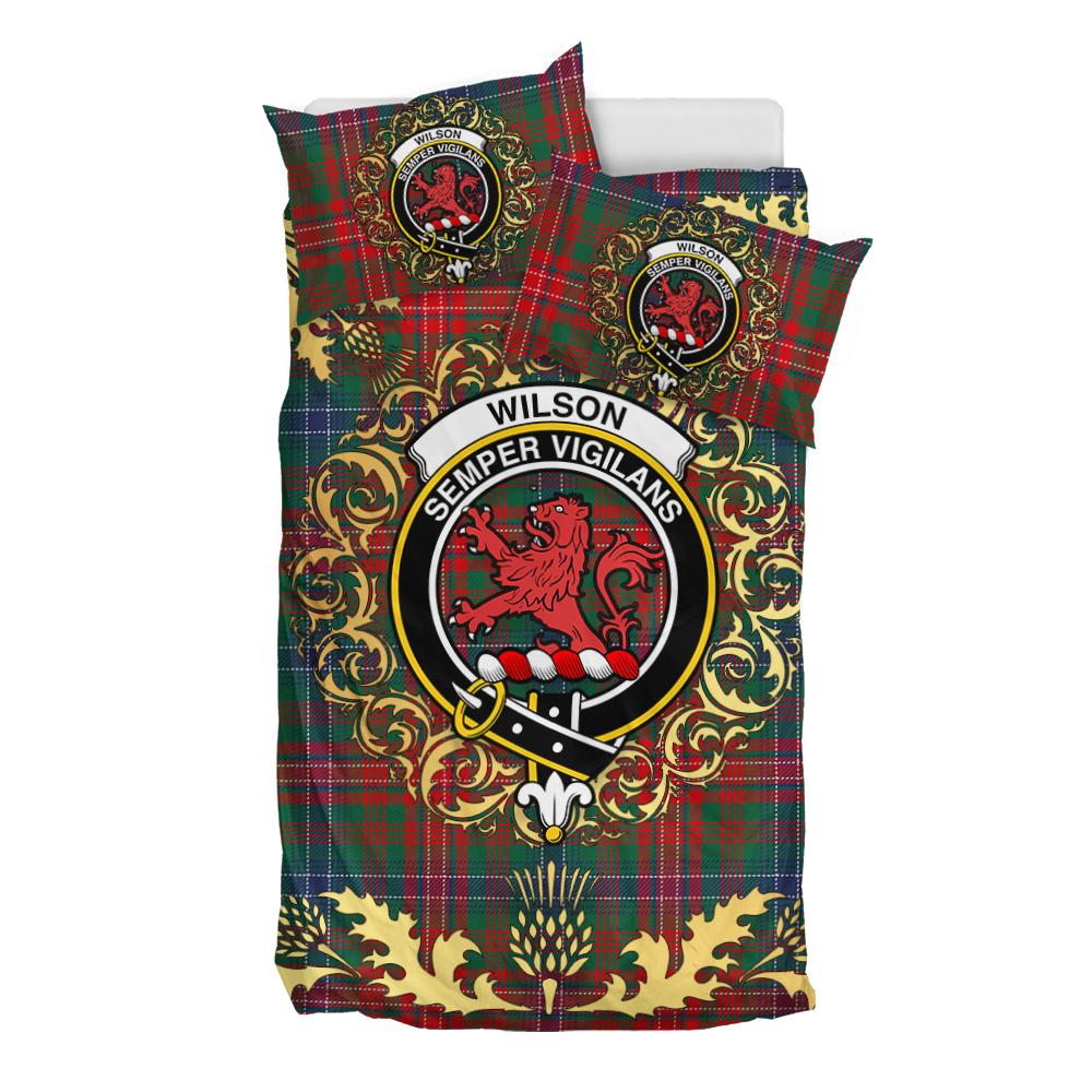 Wilson Modern Tartan Crest Bedding Set - Golden Thistle Style