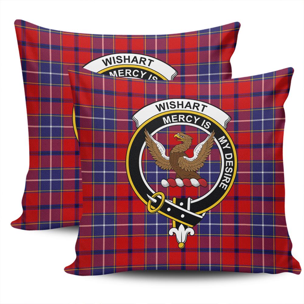 Scottish Wishart Dress Tartan Crest Pillow Cover - Tartan Cushion Cover