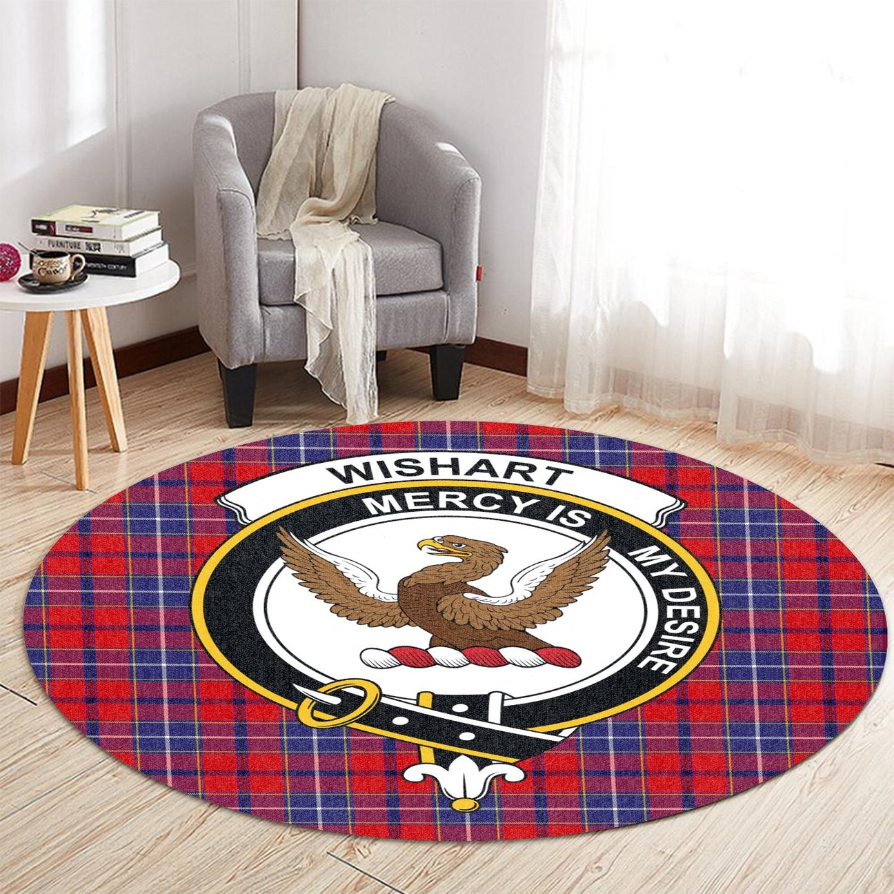 Wishart Dress Tartan Crest Round Rug