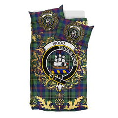 Wood Modern Tartan Crest Bedding Set - Golden Thistle Style