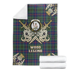 Wood Modern Tartan Gold Courage Symbol Blanket