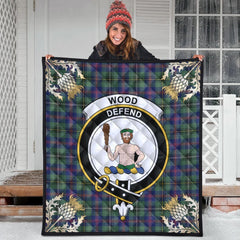 Wood Modern Tartan Crest Premium Quilt - Gold Thistle Style