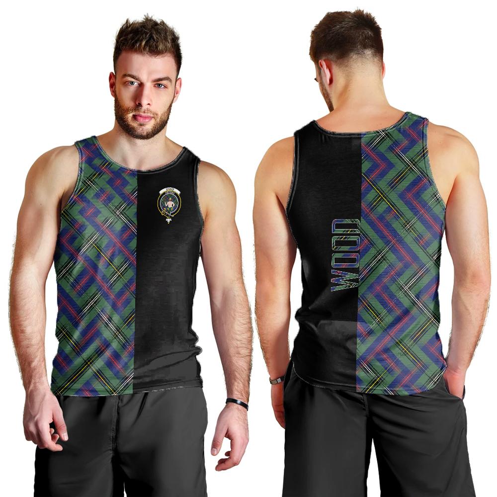 Wood Modern Tartan Crest Men's Tank Top - Cross Style