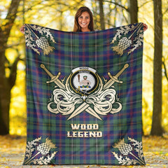 Wood Modern Tartan Gold Courage Symbol Blanket