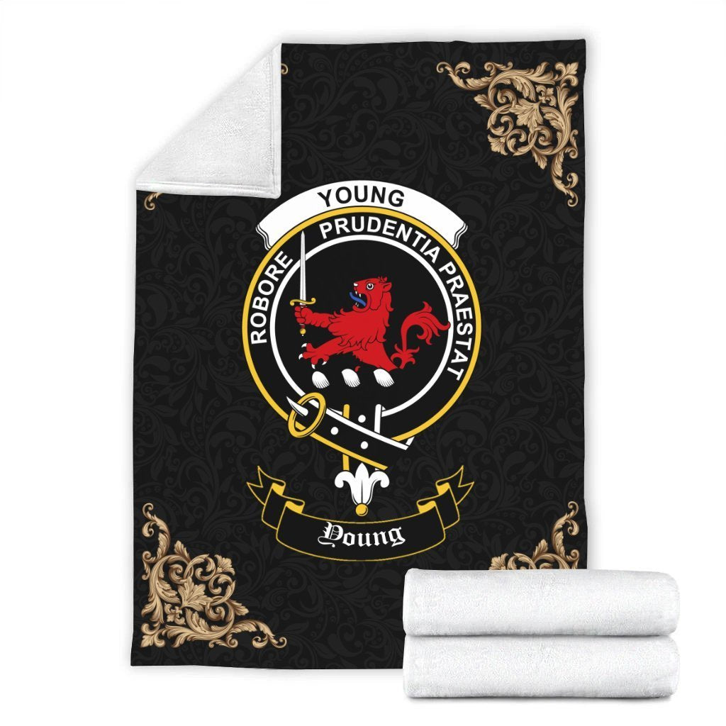 Young Crest Tartan Premium Blanket Black