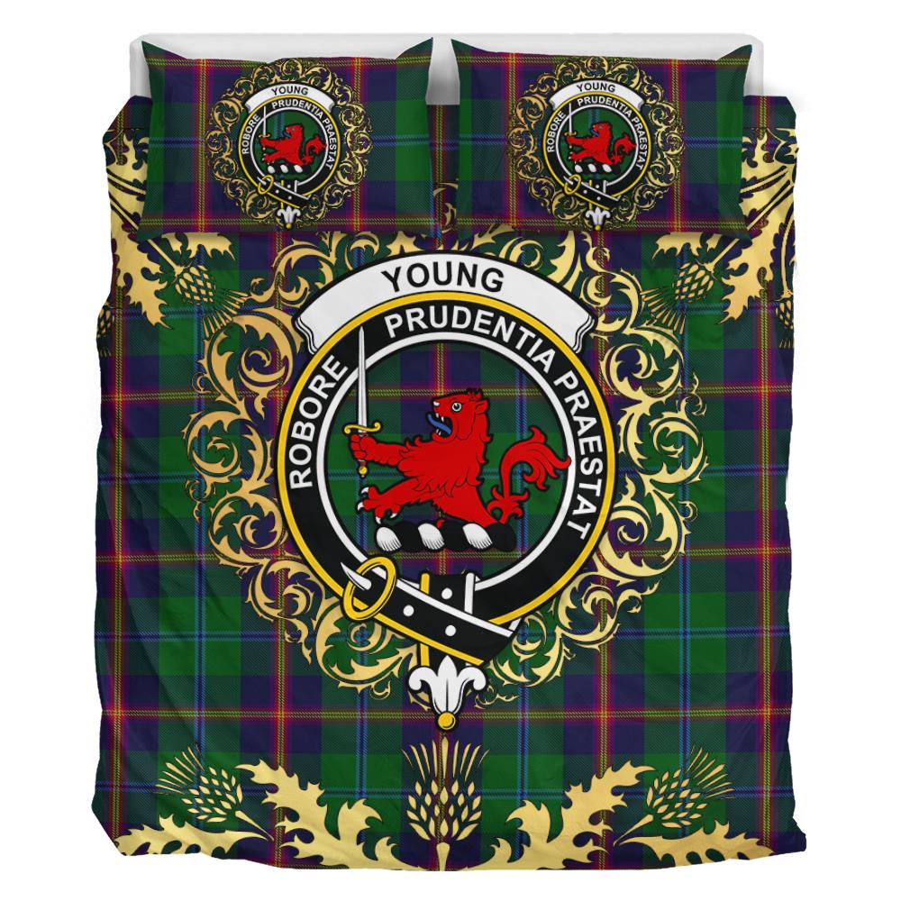 Young Tartan Crest Bedding Set - Golden Thistle Style