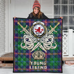 Young Modern Tartan Crest Legend Gold Royal Premium Quilt