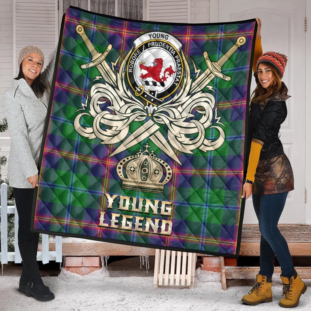 Young Modern Tartan Crest Legend Gold Royal Premium Quilt