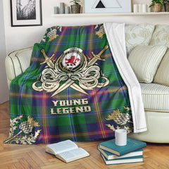 Young Modern Tartan Gold Courage Symbol Blanket