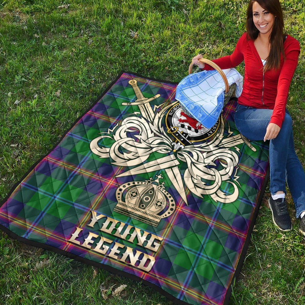 Young Modern Tartan Crest Legend Gold Royal Premium Quilt