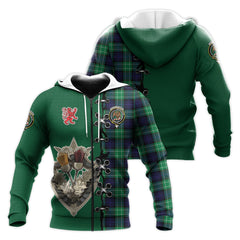 Abercrombie Tartan Hoodie - Lion Rampant And Celtic Thistle Style