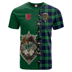 Abercrombie Tartan T-shirt - Lion Rampant And Celtic Thistle Style