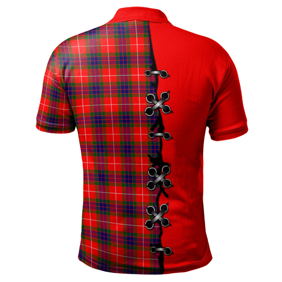 Abernethy Tartan Polo Shirt - Lion Rampant And Celtic Thistle Style