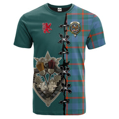 Agnew Ancient Tartan T-shirt - Lion Rampant And Celtic Thistle Style