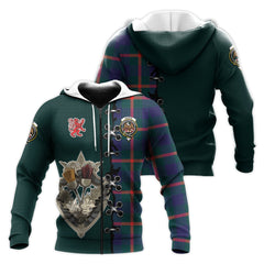 Agnew Modern Tartan Hoodie - Lion Rampant And Celtic Thistle Style
