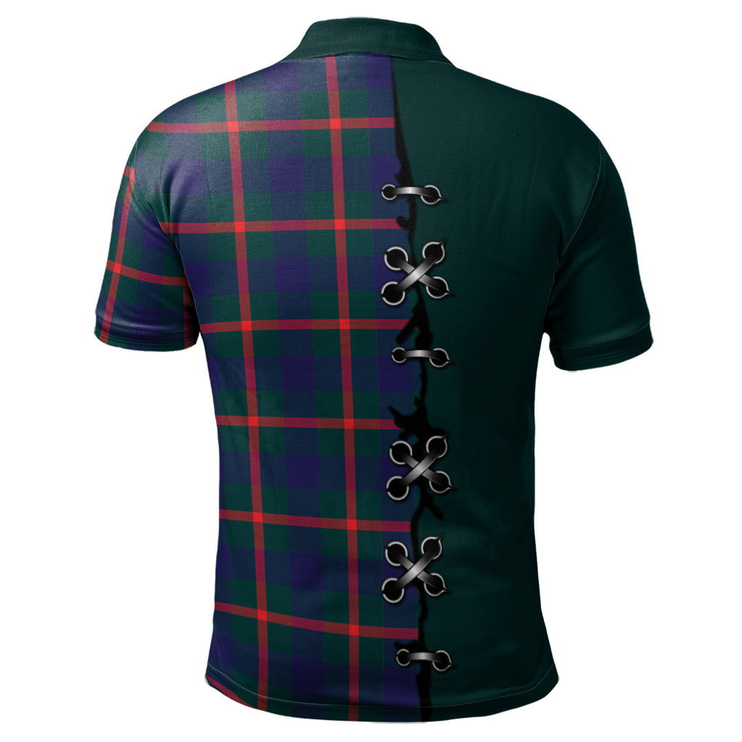 Agnew Modern Tartan Polo Shirt - Lion Rampant And Celtic Thistle Style