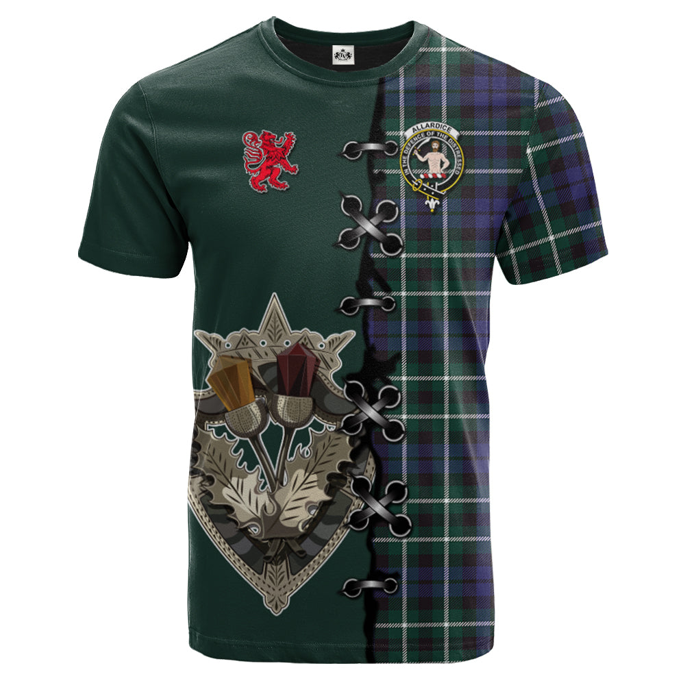 Allardice Tartan T-shirt - Lion Rampant And Celtic Thistle Style