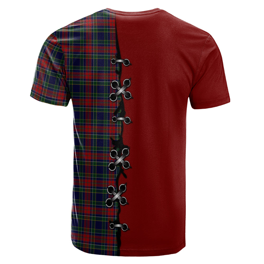 Allison Red Tartan T-shirt - Lion Rampant And Celtic Thistle Style