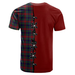 Allison Red Tartan T-shirt - Lion Rampant And Celtic Thistle Style