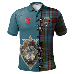Anderson Tartan Polo Shirt - Lion Rampant And Celtic Thistle Style