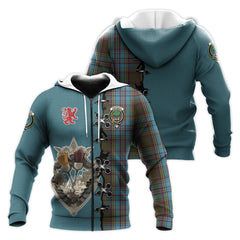 Anderson Tartan Hoodie - Lion Rampant And Celtic Thistle Style
